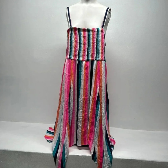 Torrid Midi Gauze Strapless Dress Multicolor Stripes Rayon Plus Size 2X - Picture 2 of 10